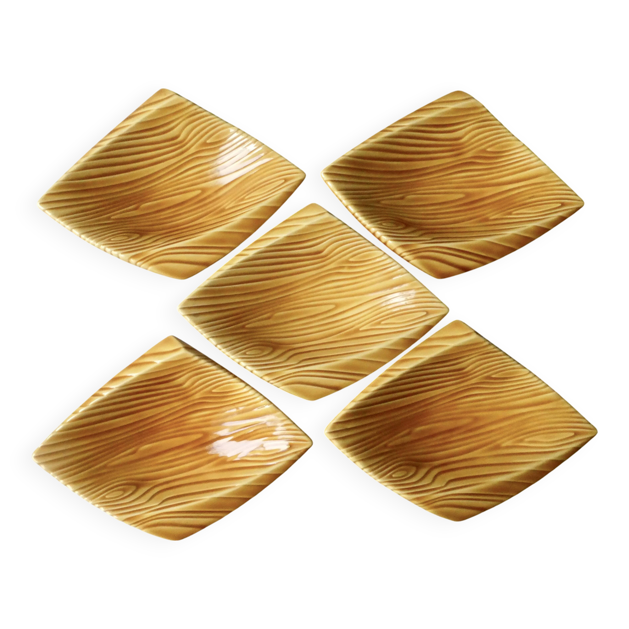 5 Verceram France faux wood ceramic bowls