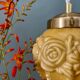 Vintage art deco globe pendant light in ochre opaline
