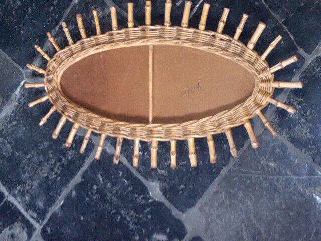 Mirror oval rattan bamboo sun 38x68cm