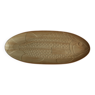 Very large fish dish stamped “Grès CNP Village France”