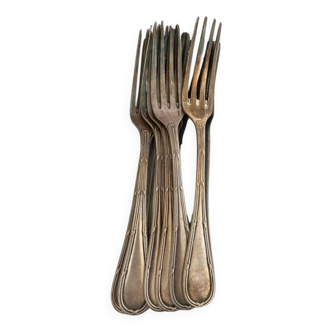 set of 6 worked forks
