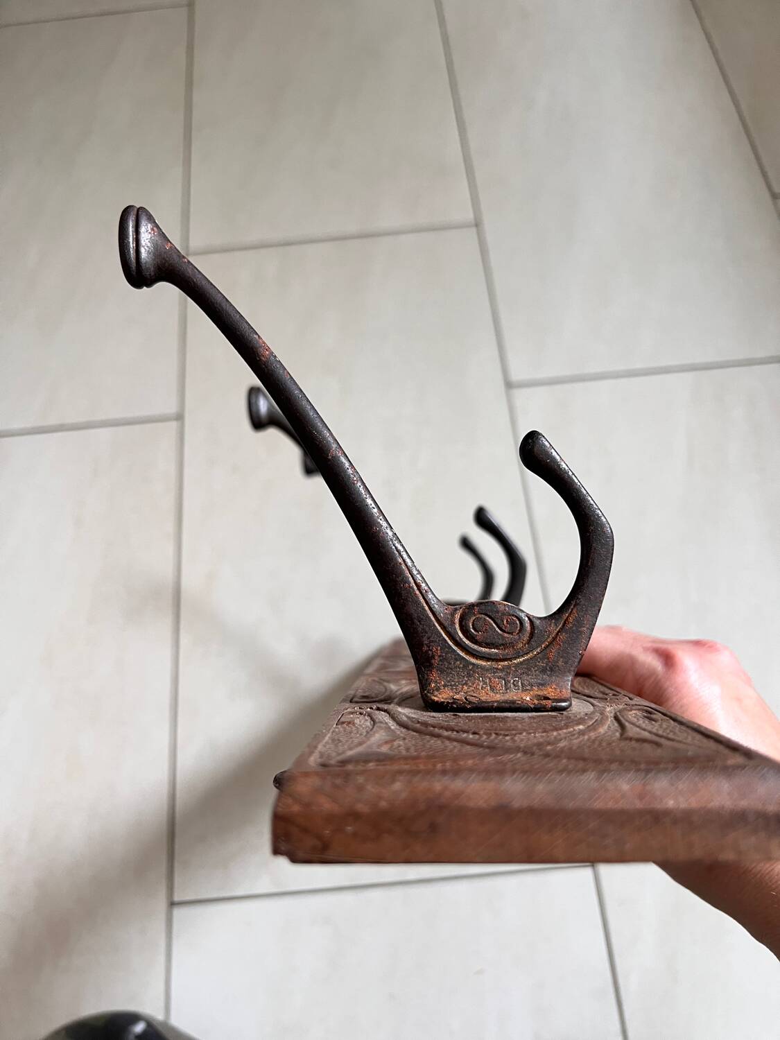 Carved Art Nouveau Coat Rack in Carved Oak