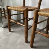 5 oak and straw chairs