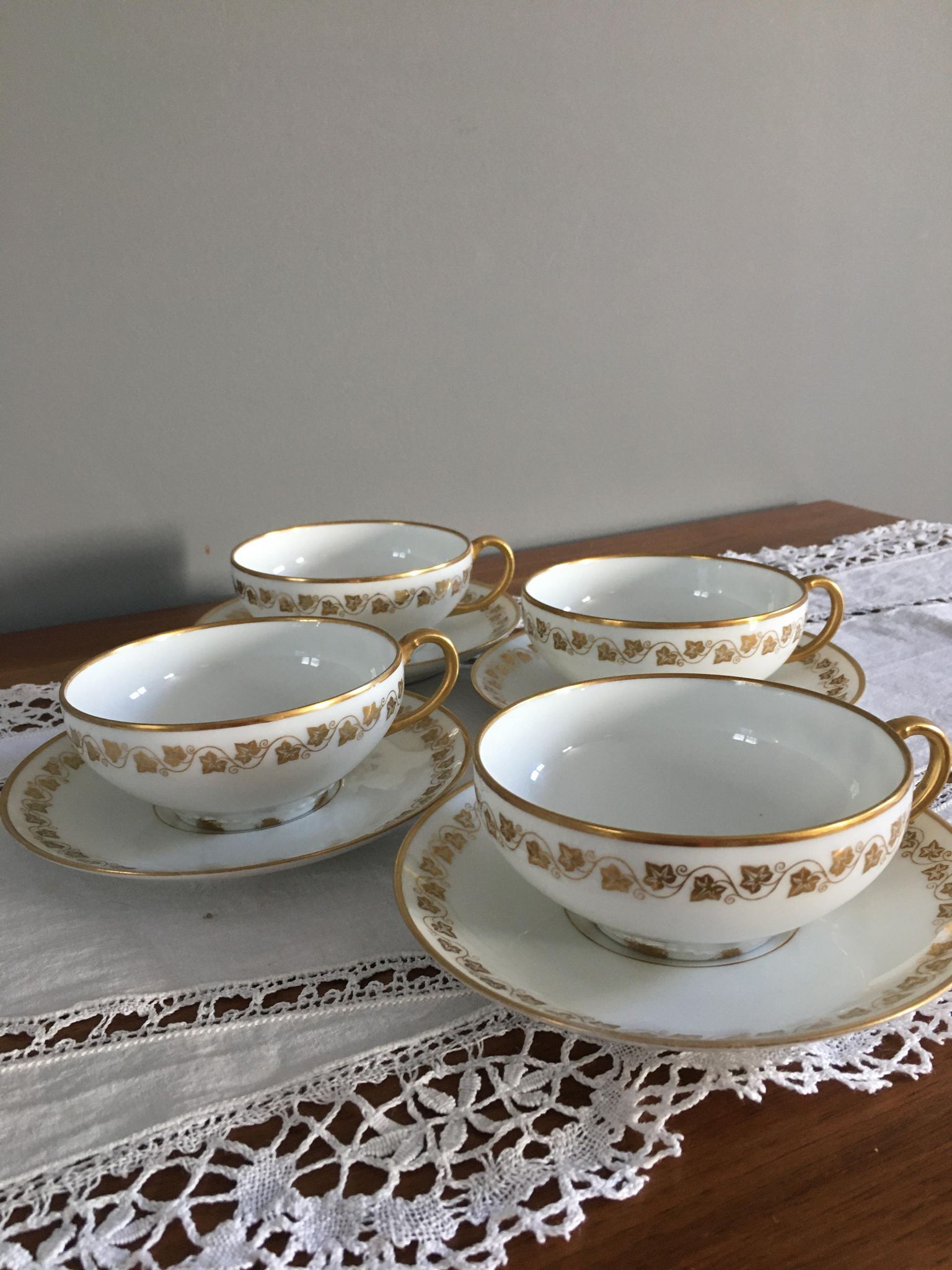 Antique Limoges porcelain tea cups