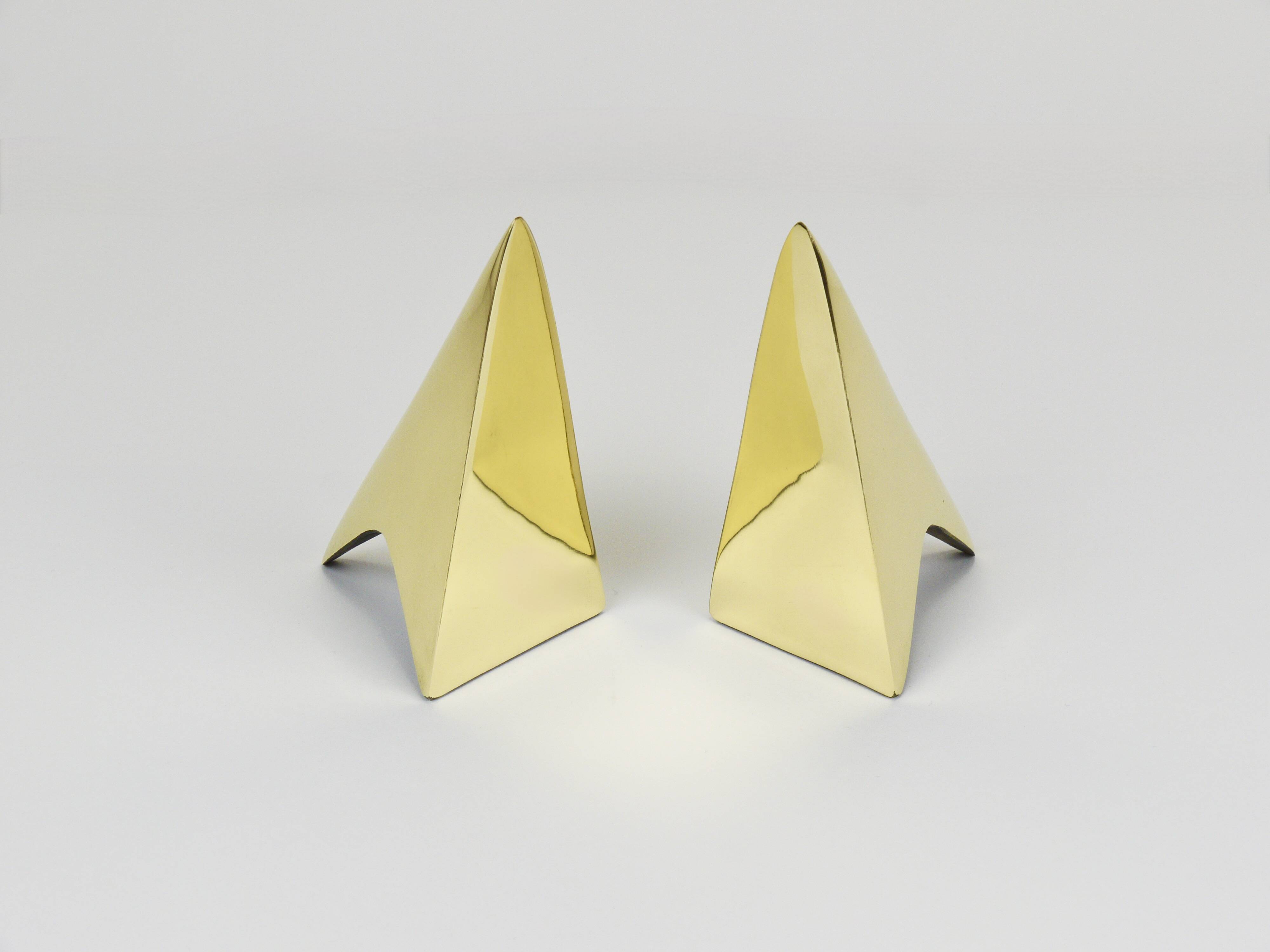 Pair Carl Auböck Minimalist Rocket Brass Bookends #3846, Vienna, Austria