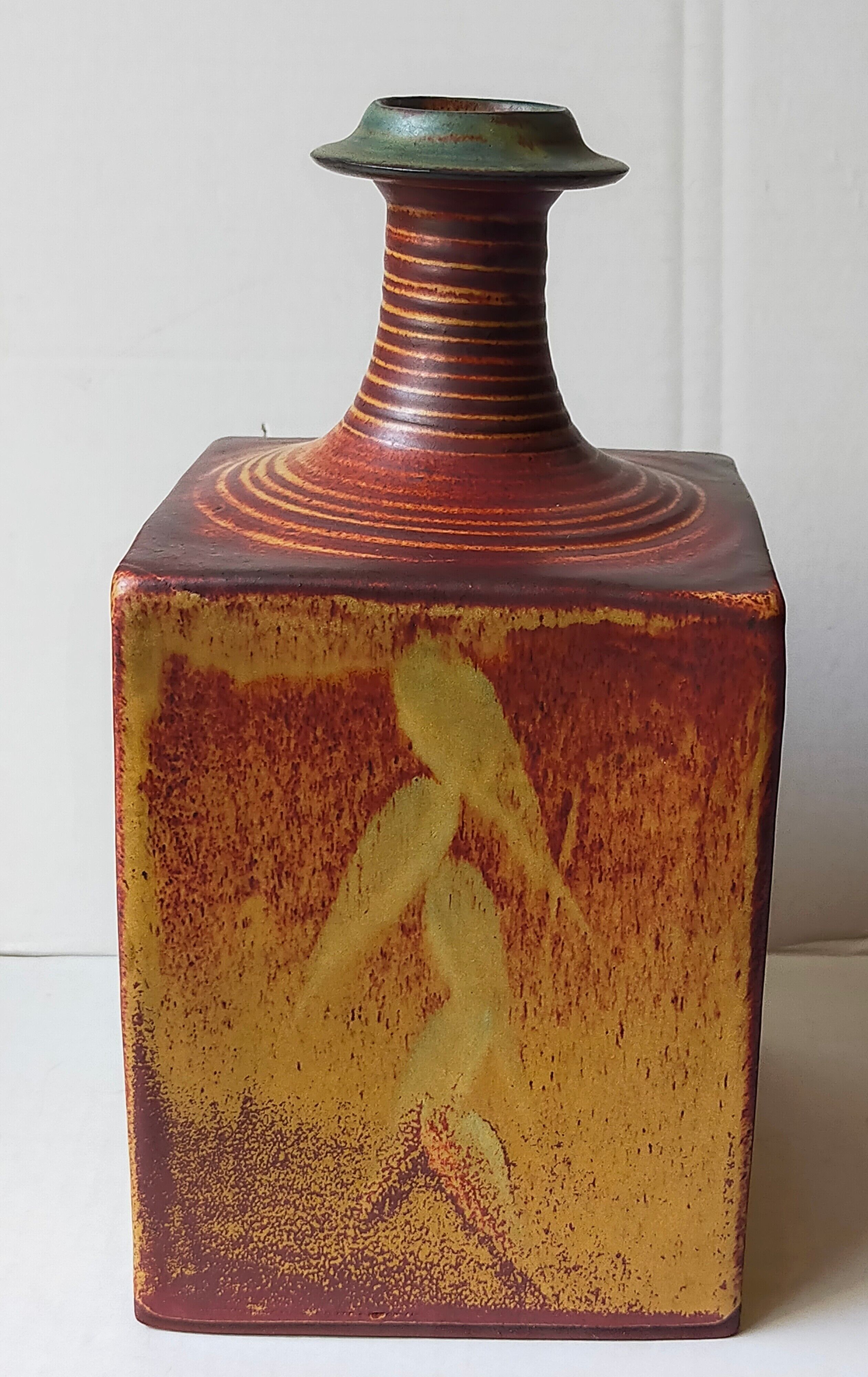 Vintage Scandinavian enamelled earth soliflore vase