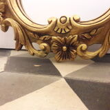 Mirror 47cm x 33cm baroque style oval shape with golden resin frame floral pattern vegetable