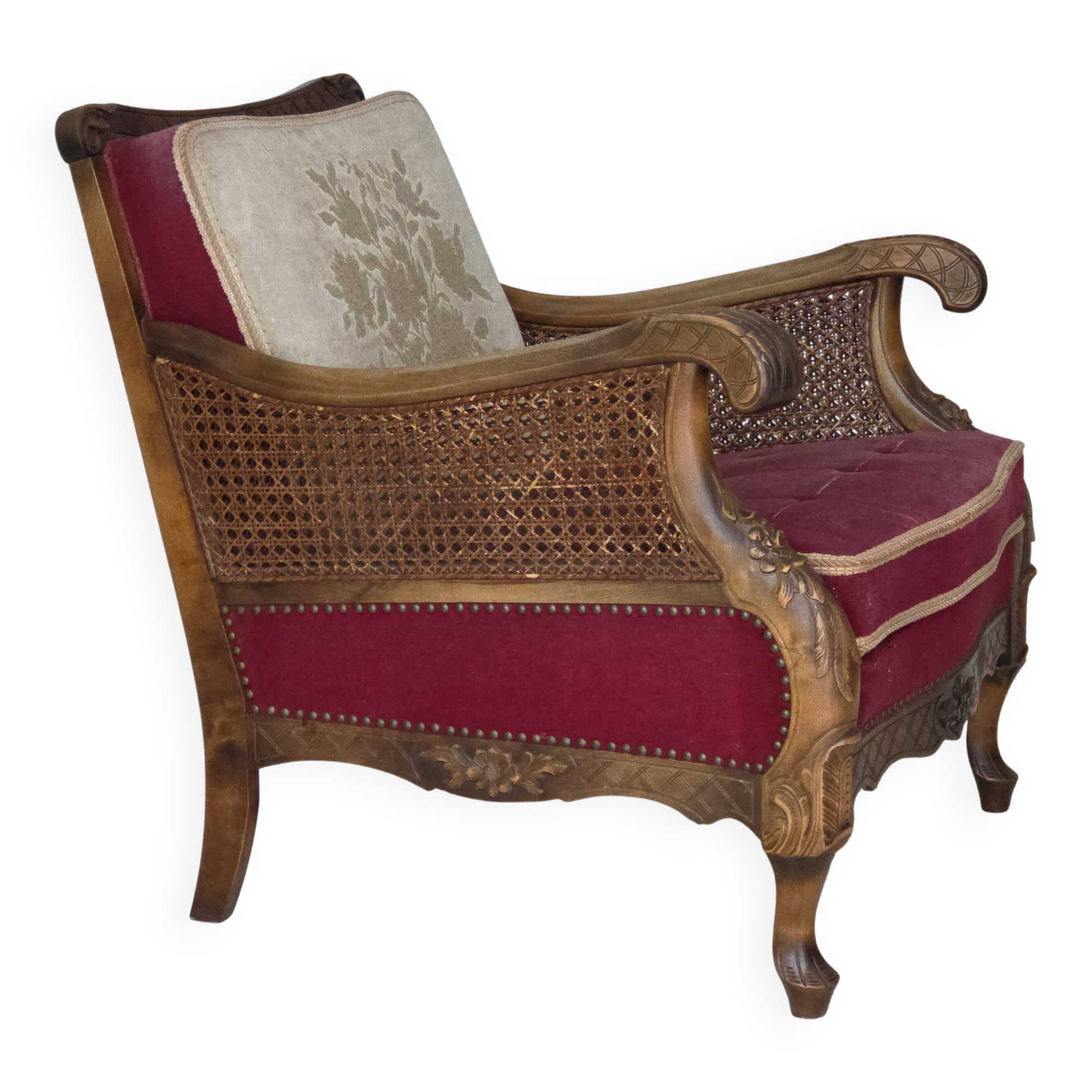 1930s, Danish armchair, furniture velour, ash wood.