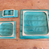 Vintage green ceramic trifle and salt shaker set 50s