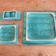 Vintage green ceramic trifle and salt shaker set 50s