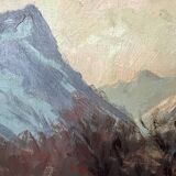 Painting "River of the Alps", Oil on panel, framed