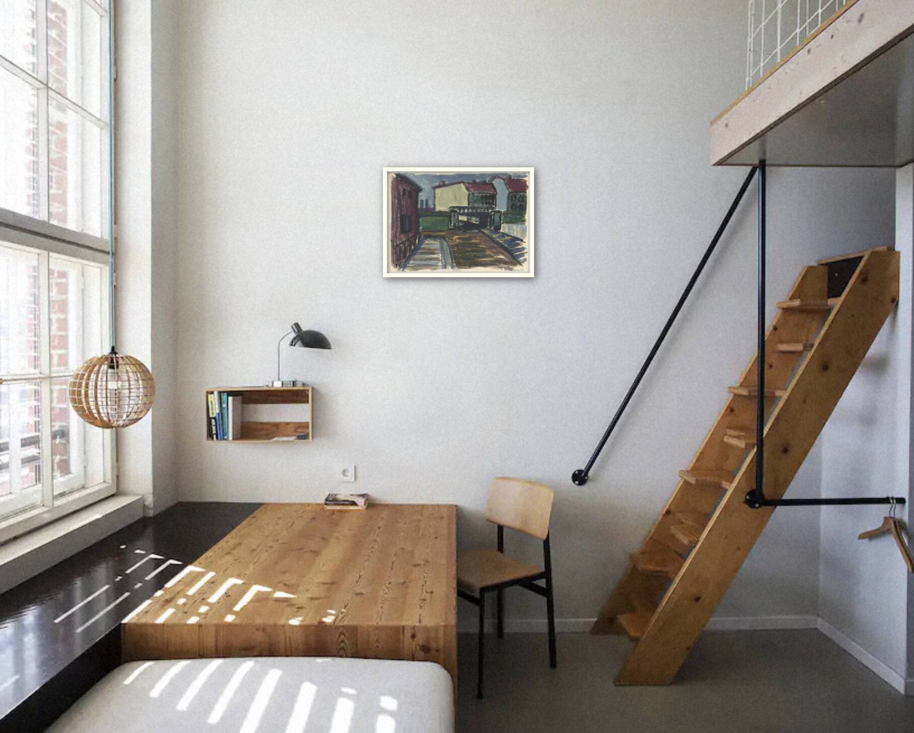 Serene signed Berlin streetscape