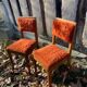 Pair of 1960 1970 chairs in wood and fur / vintage seat signed TAB