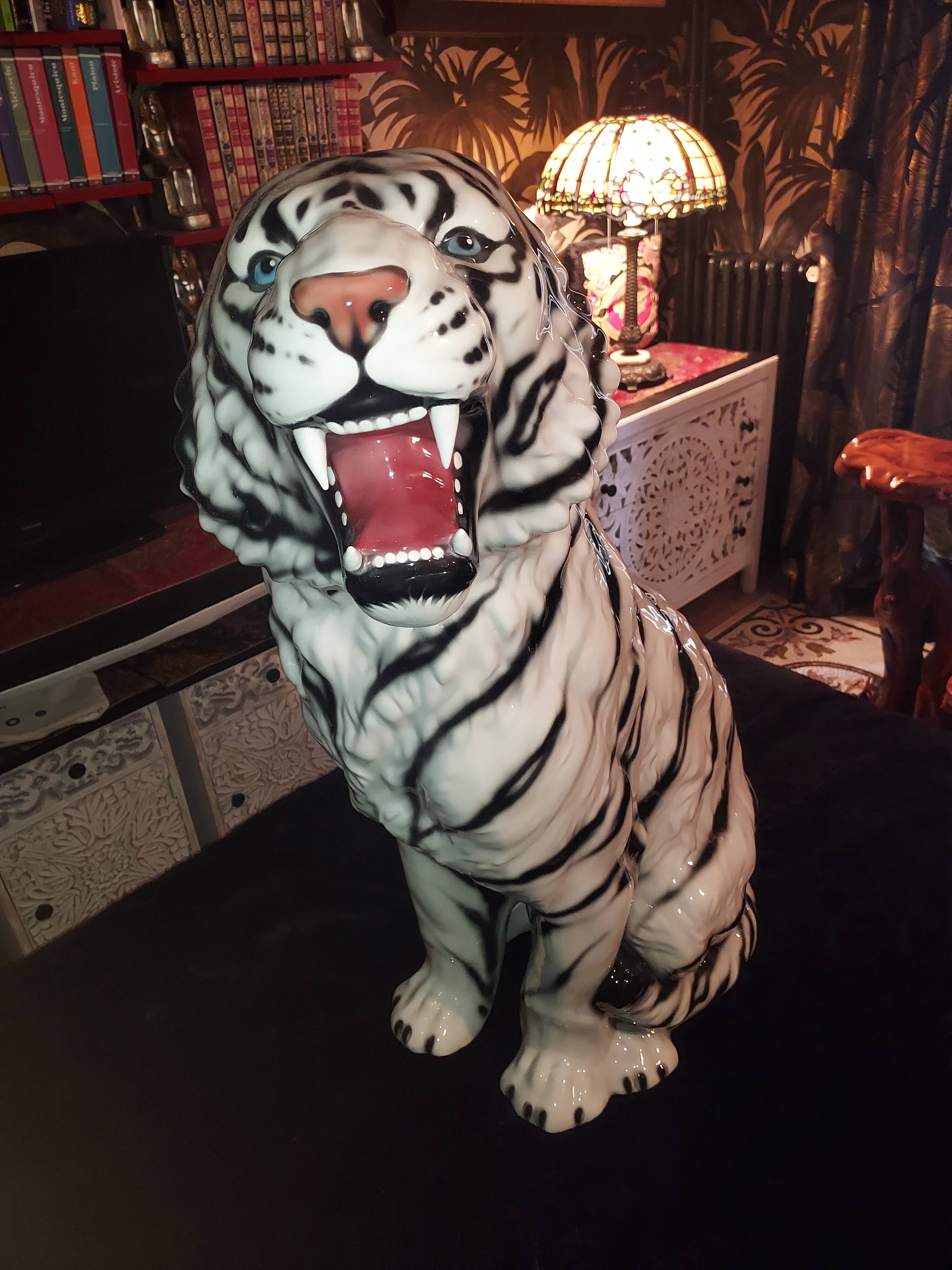 Ceramic large white tiger