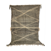 Moroccan Berber carpet Kilim Zanafi black and white 3,36X2.10m