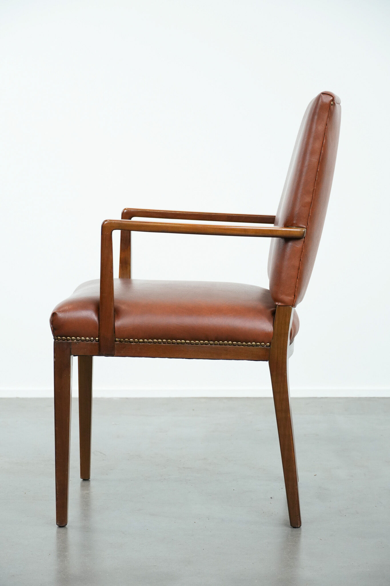 Vintage Scandinavian wooden and cowhide side/desk/chair from the 60s/70s