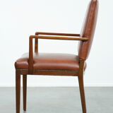 Vintage Scandinavian wooden and cowhide side/desk/chair from the 60s/70s