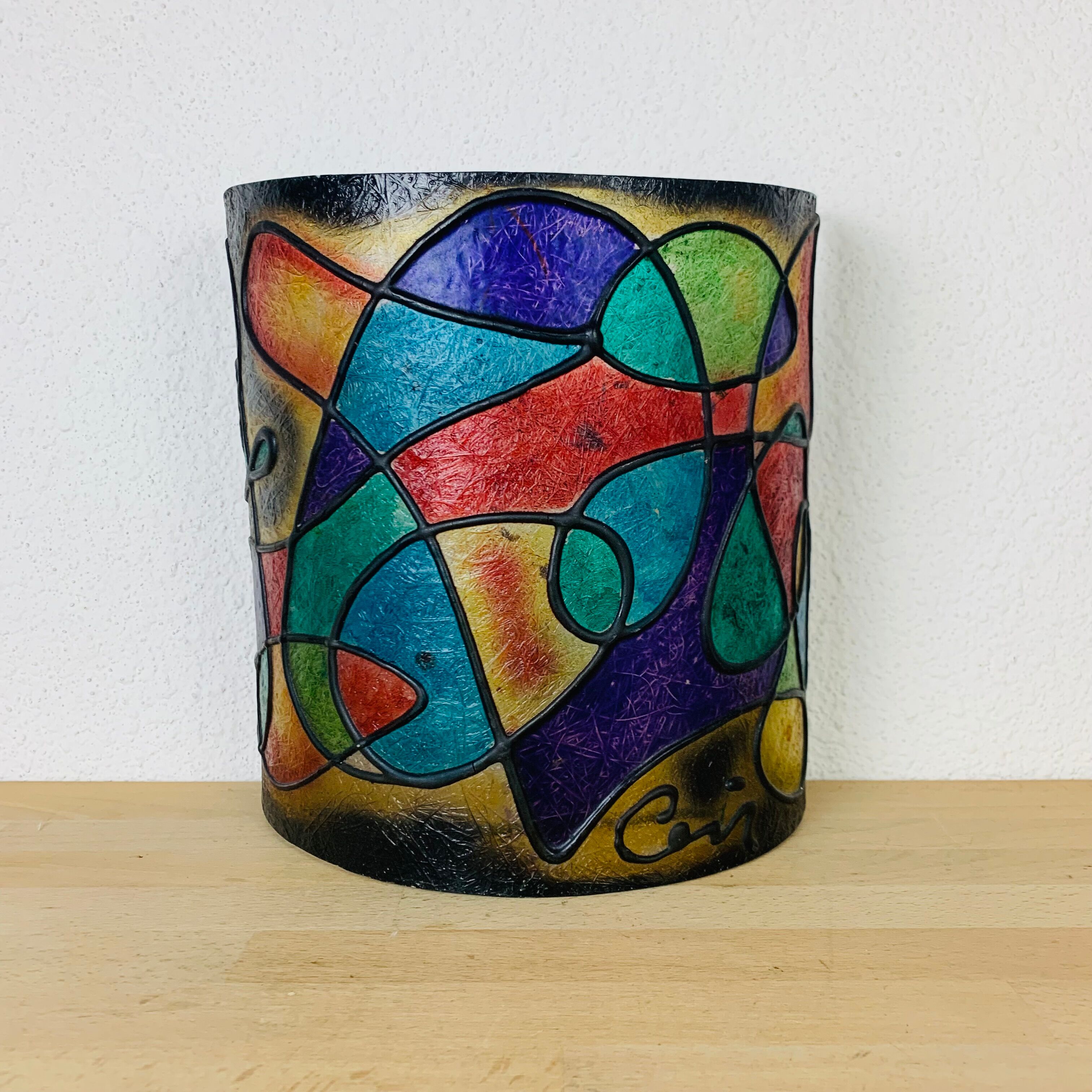 70s psychedelic colored fiberglass wall lamp