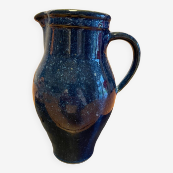 Blue enameled pitcher signed Laboute