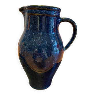 Blue enameled pitcher signed Laboute