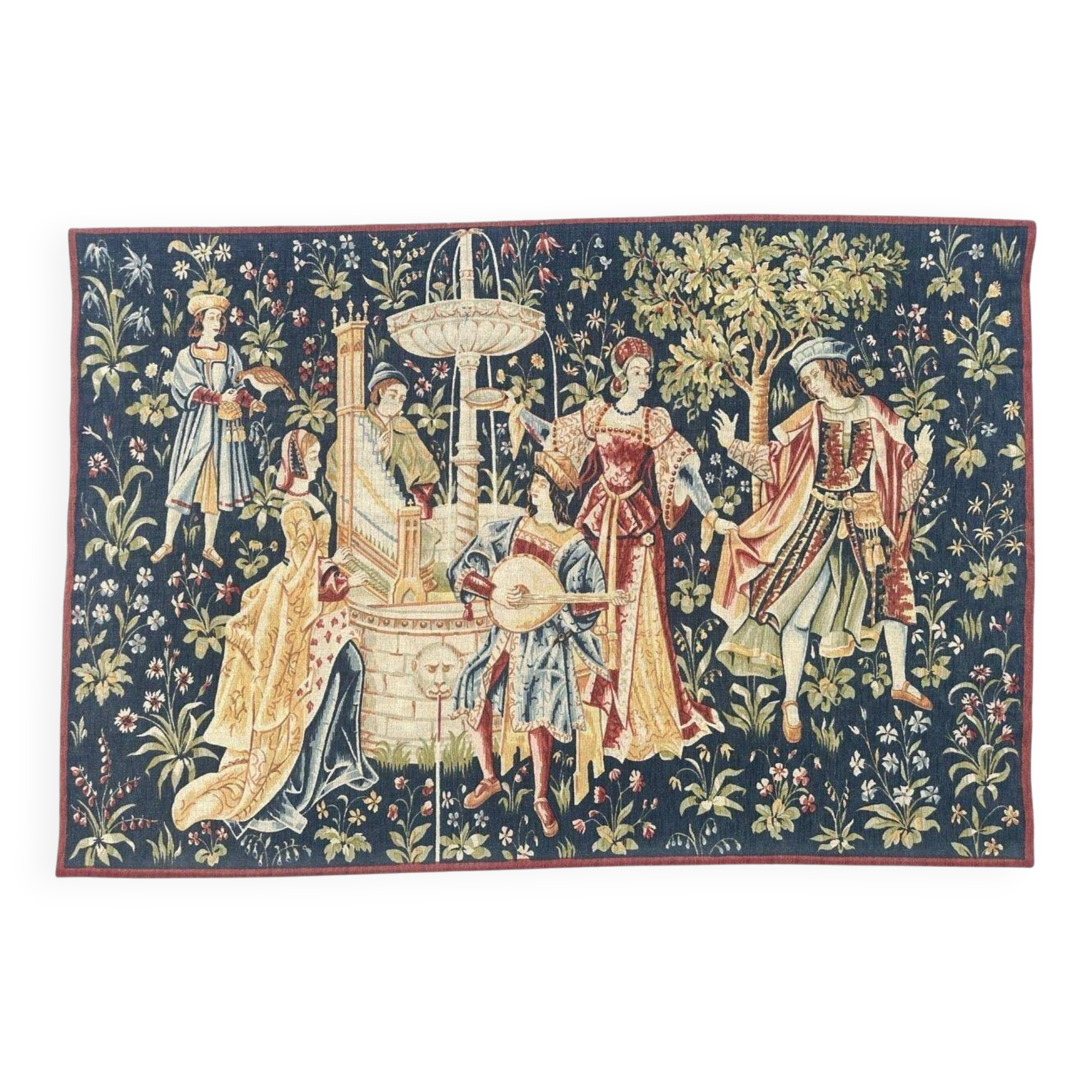 Hand-screen printed tapestry "concert of fountains"