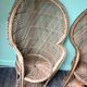 Pair of vintage Emmanuelle armchairs, antique peacock seating furniture