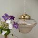 Vintage art deco globe pendant light in white and gold frosted glass