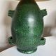 XXL green glazed terracotta lamp by Foucart Jourdan Vallauris 1960