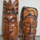 Pair of African wooden masks, vintage decoration, wooden African masks, 70s/80s