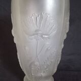 Joseph Inwald - Art Deco vase in pressed molded frosted glass, poppy motifs