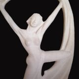 Art Deco lamp with stoneware resin sculpture, 1960s