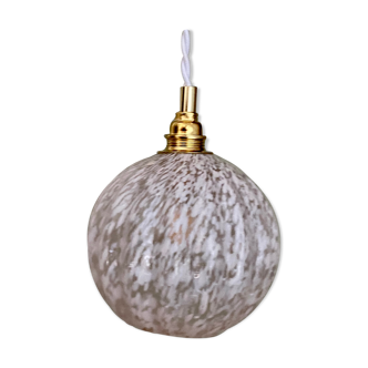Vintage globe pendant lamp in white Clcihy glass