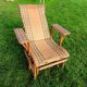 Adjustable Chaise Longue in Bamboo and Woven Rattan