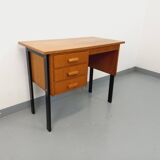 Vintage oak and black wood desk from the 60s