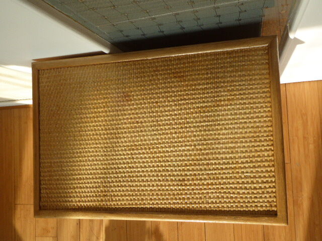 Chest of drawers vintage wood and rattan blond 4 drawers ca 1970