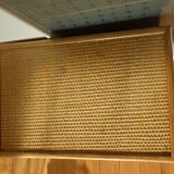 Chest of drawers vintage wood and rattan blond 4 drawers ca 1970