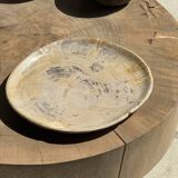 Oval petrified wood dish or bowl with grey edges D28x24 -3779