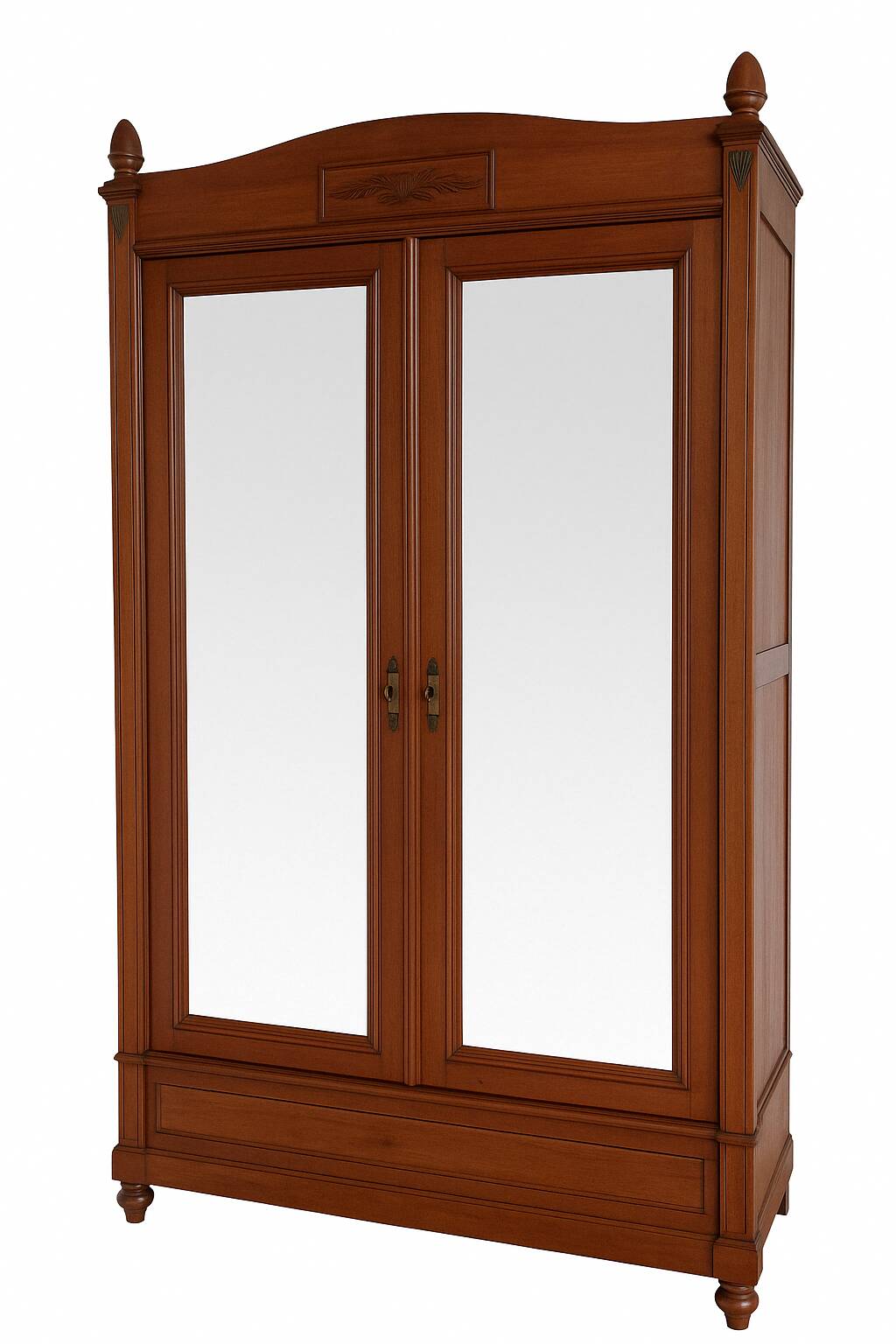 Antique solid wood wardrobe with mirrors