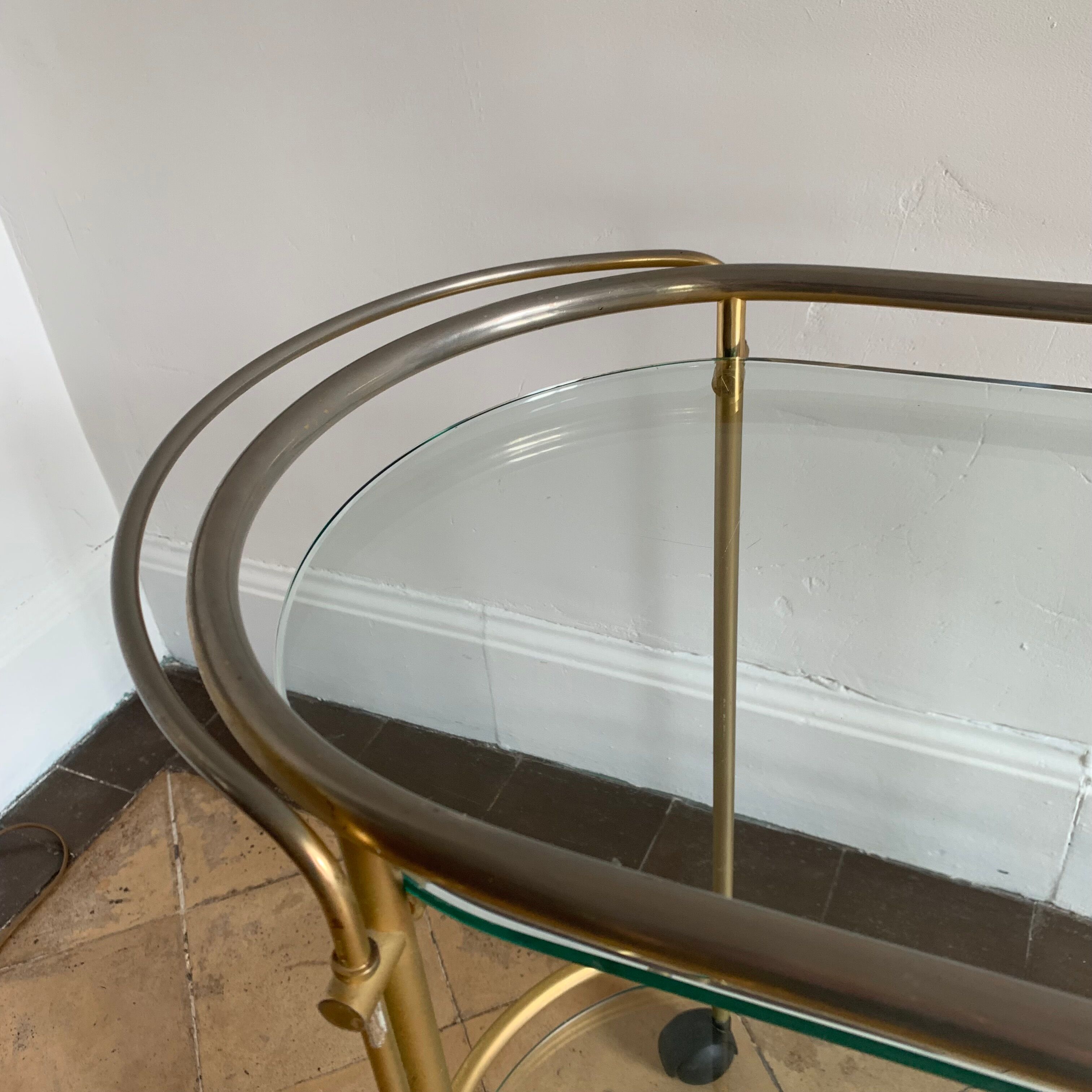 Golden brass and glass service