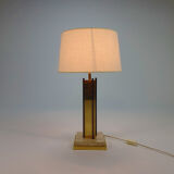 Lampe de table plaquée or et travertin de 24 k kt, années 1970