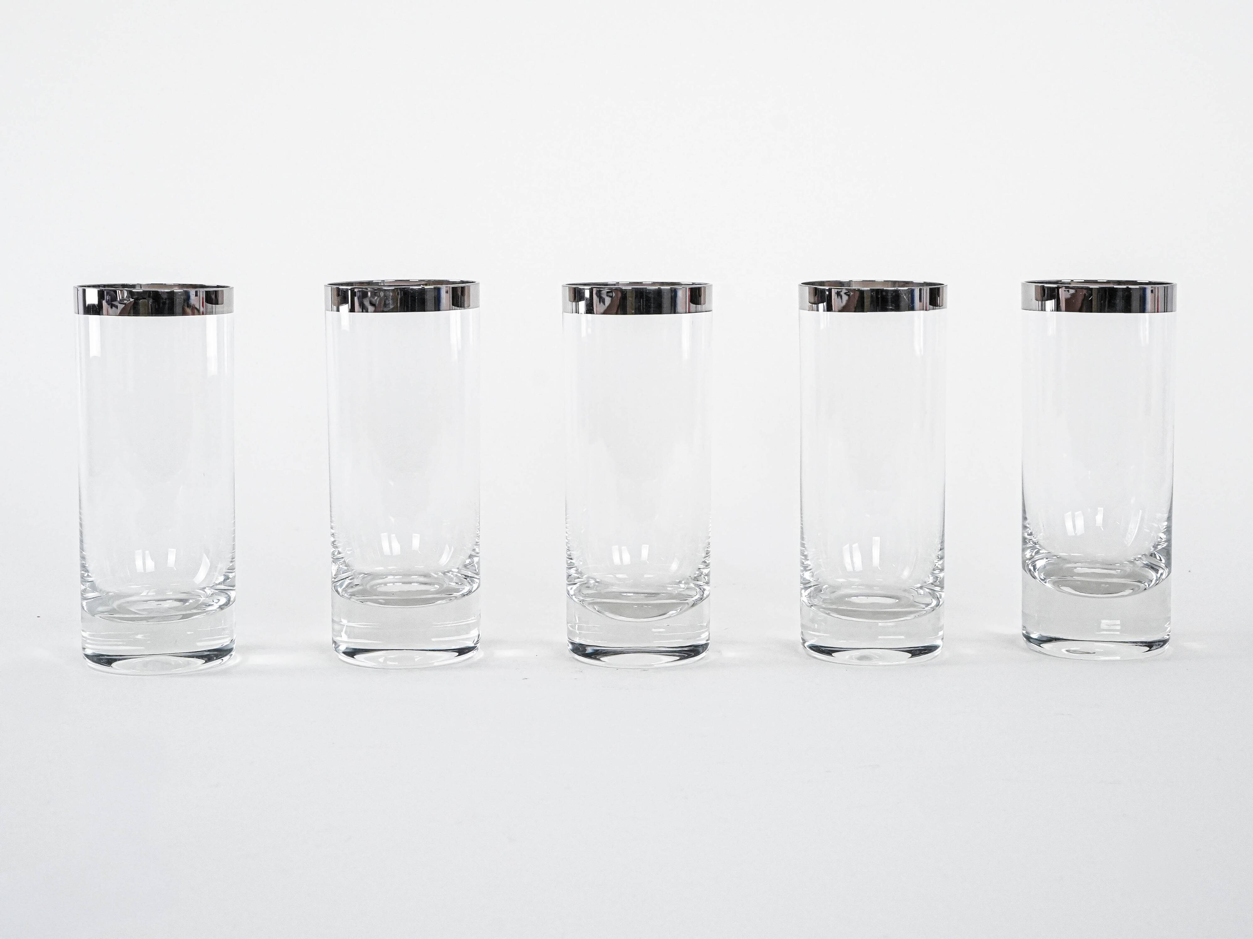 Set of glasses, Hollywood Regency style, 1970s, made in Italy