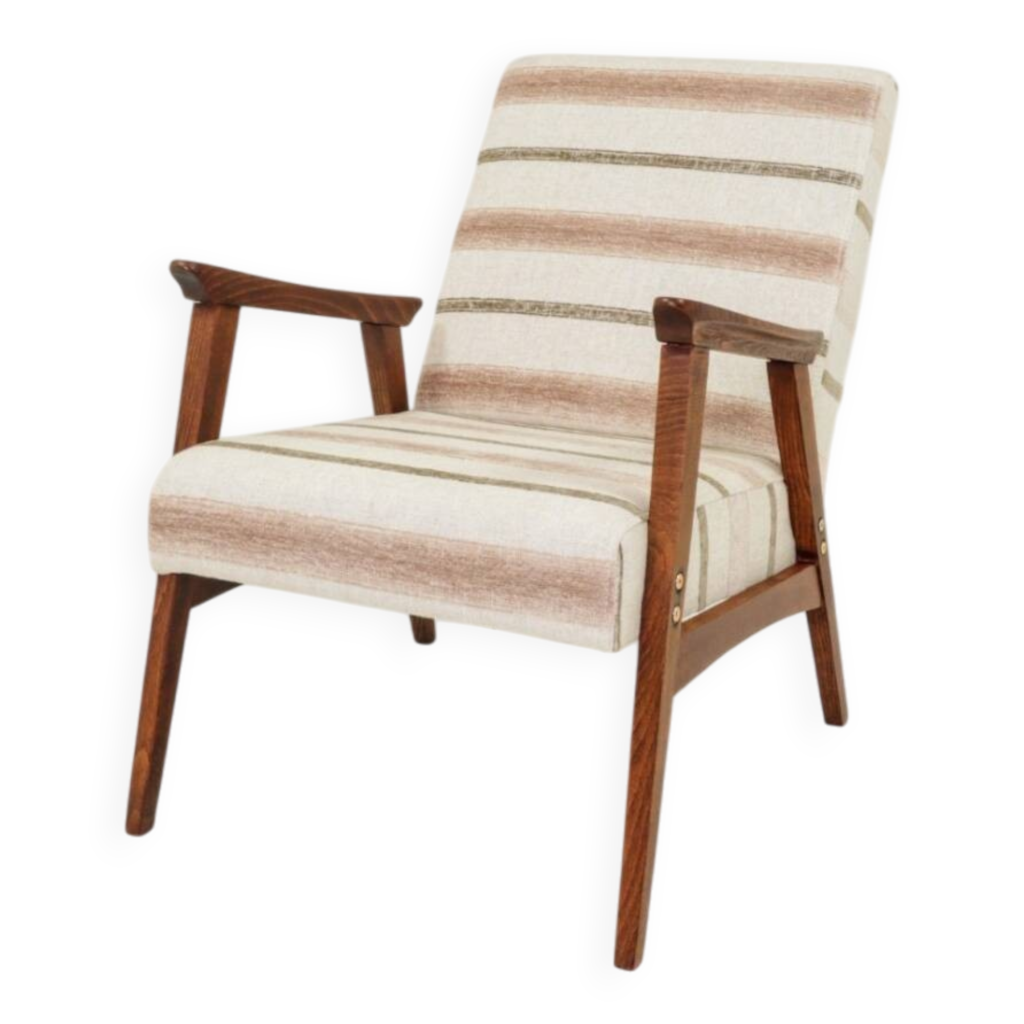 Fauteuil vintage style scandinave lin naturel 1970