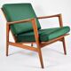 Fauteuil scandinave restauré, icône des années 60, velours