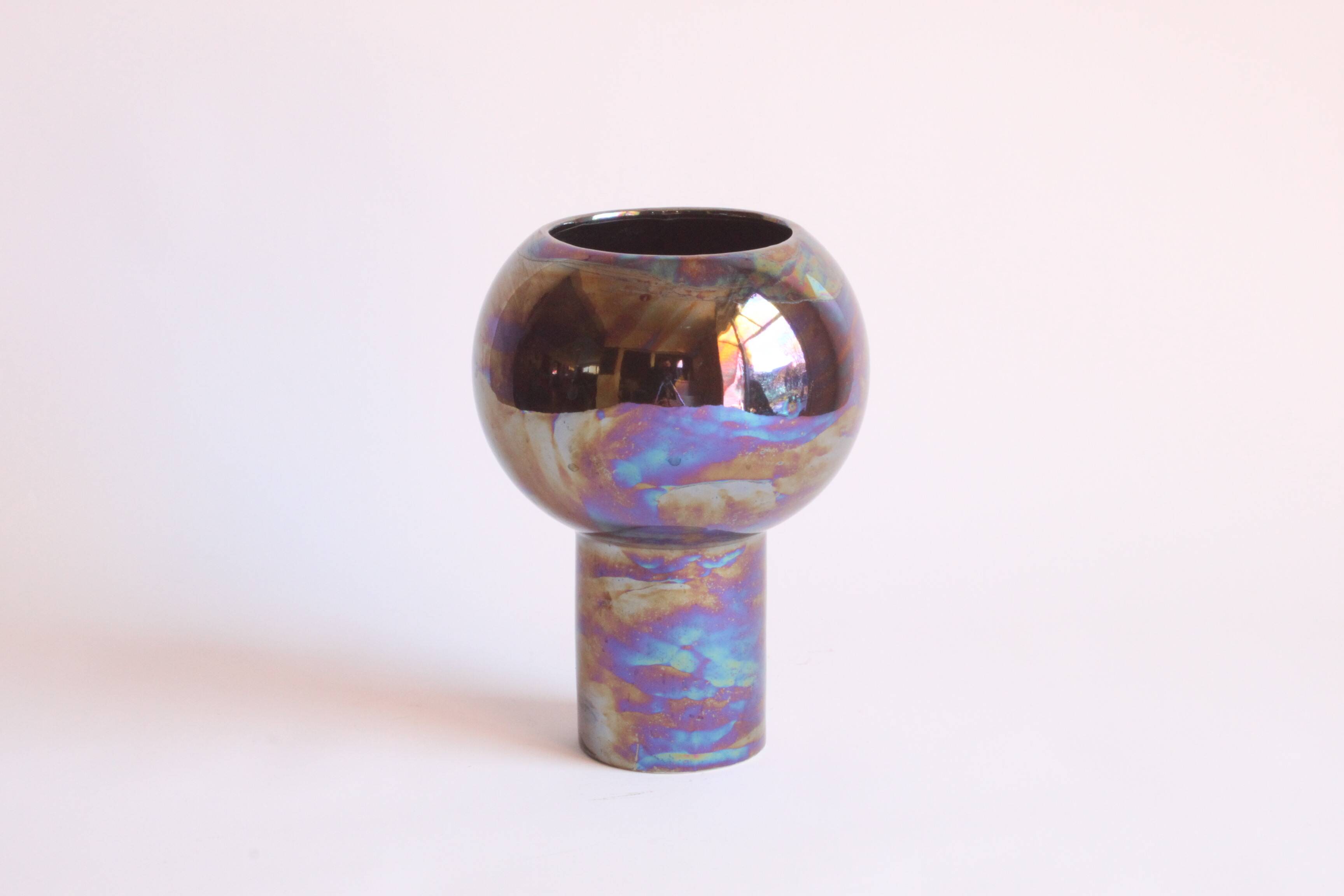 Metallic glaze ceramic vase, 1980s