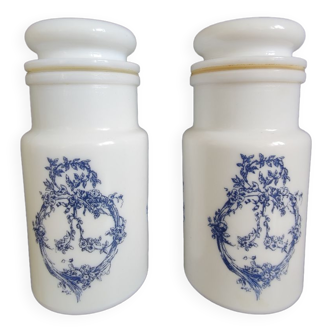 Vintage opaline apothecary pots made in Italy