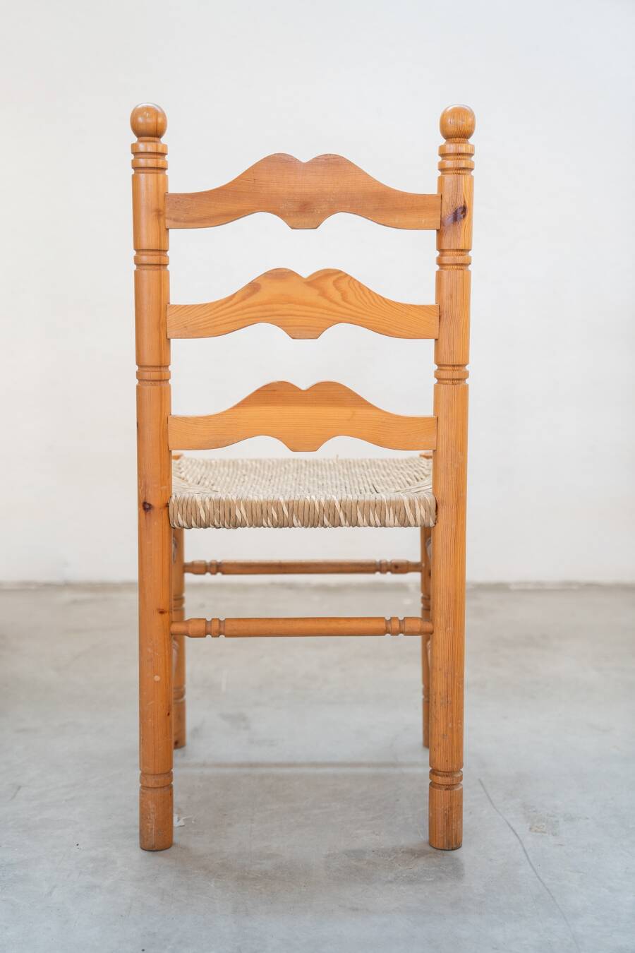 Rustic Friulian chairs with turned legs, set of 12, 1980-1990