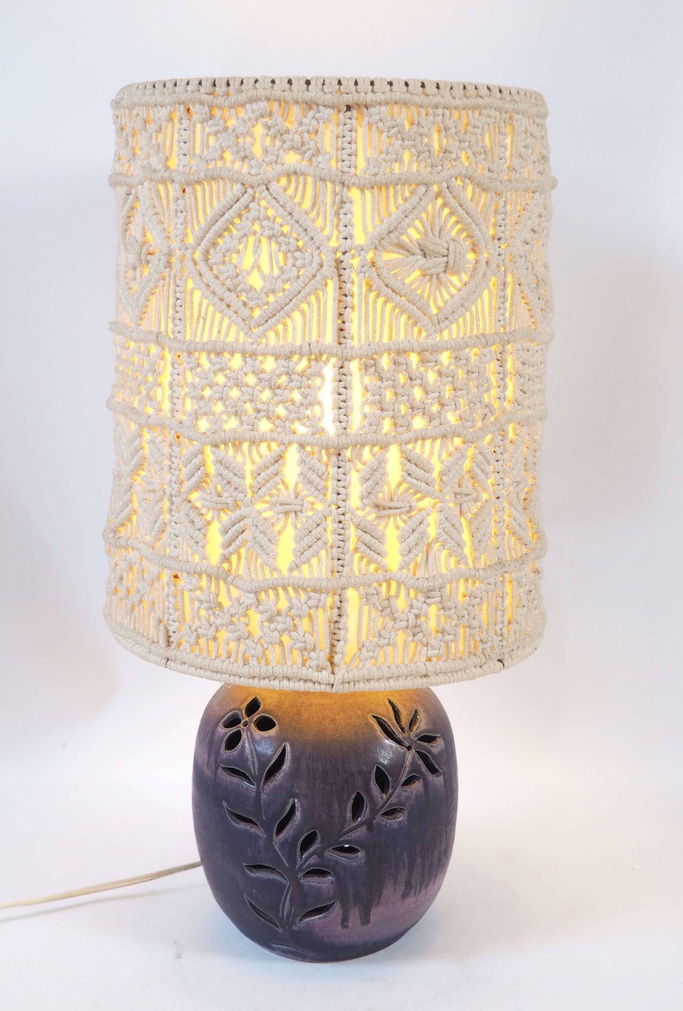 Lampe céramique et macramé