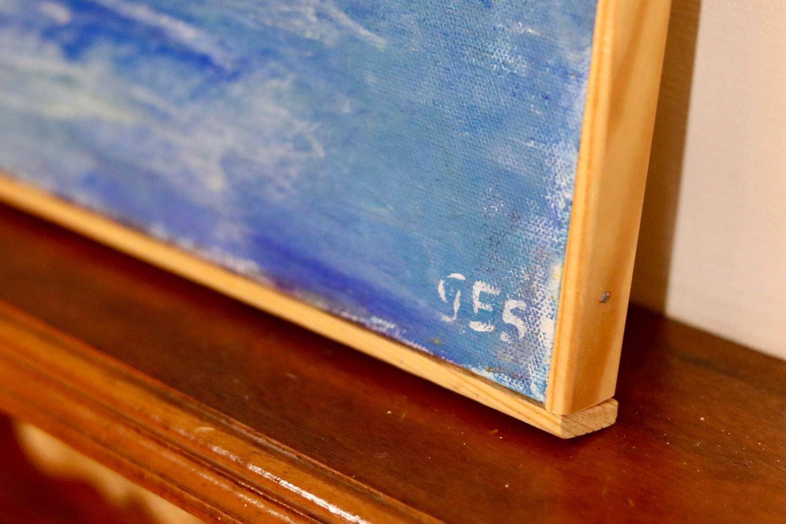 Original Swedish oil on canvas from the mid-century "Coast" vintage and framed.