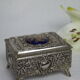 Vintage Silver Metal Jewelry Box Japan