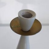 Pair of Swedish candlesticks in painted wood and brass